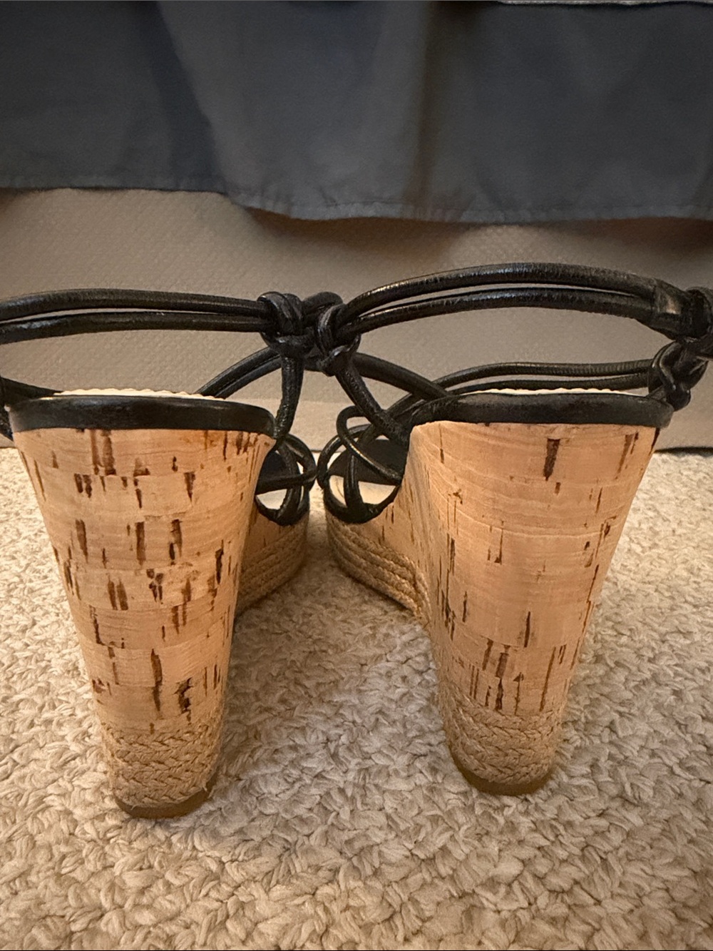 Prada Black Leather Strappy Espadrille Wedge Sandals - Picture 4 of 5